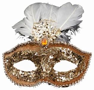 GOLD MASK WITH FEATHER 160X200MM