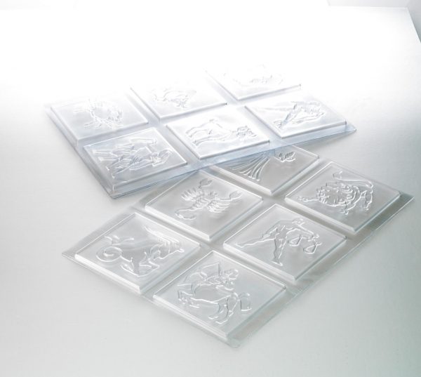 *FF*009960 PCB MOULES TABLETTES ZODIAQUE POUR 12 PIÈCES 12X12 CM 2PCES ***S/CD***