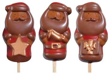 074202 PCB BLISTERS SANTA CLAUS LOLLIPOPS AND STICKS. 7 CM - ± 15 G 5X9 PCES ***s/cd***