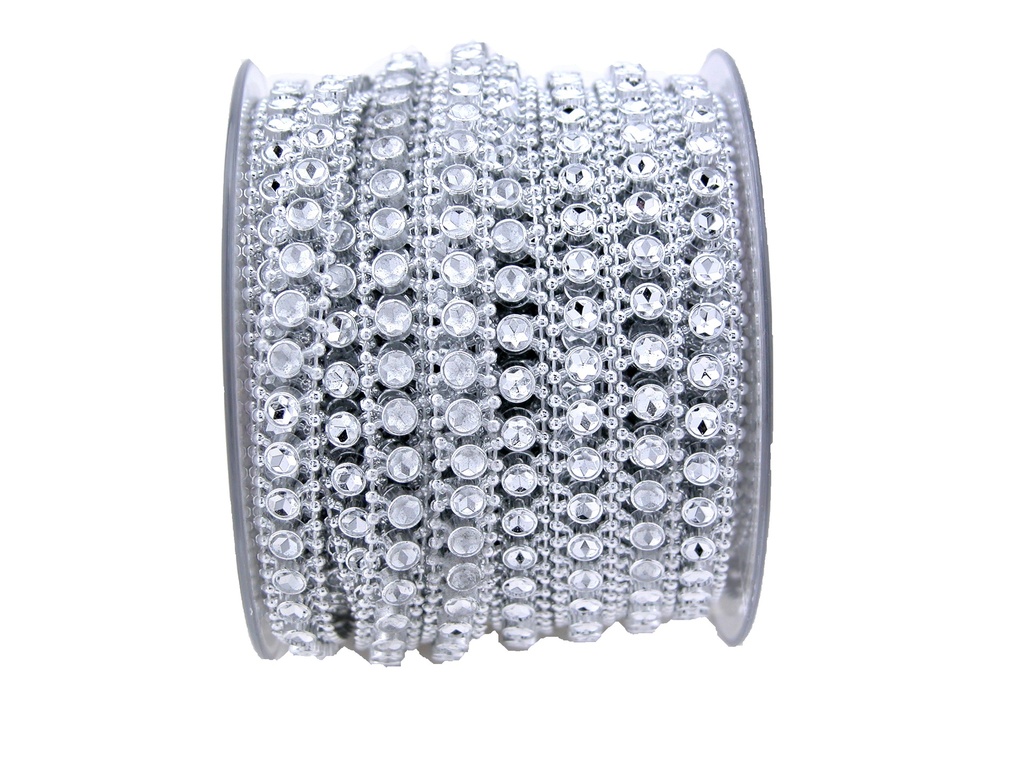 RUBAN ARGENT STRASS CHAIN 9M FOST+ INCLUS