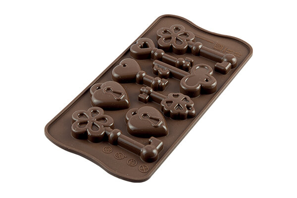 +MOULE A PRALINE EN SILICONE BRUN CLES SCG33