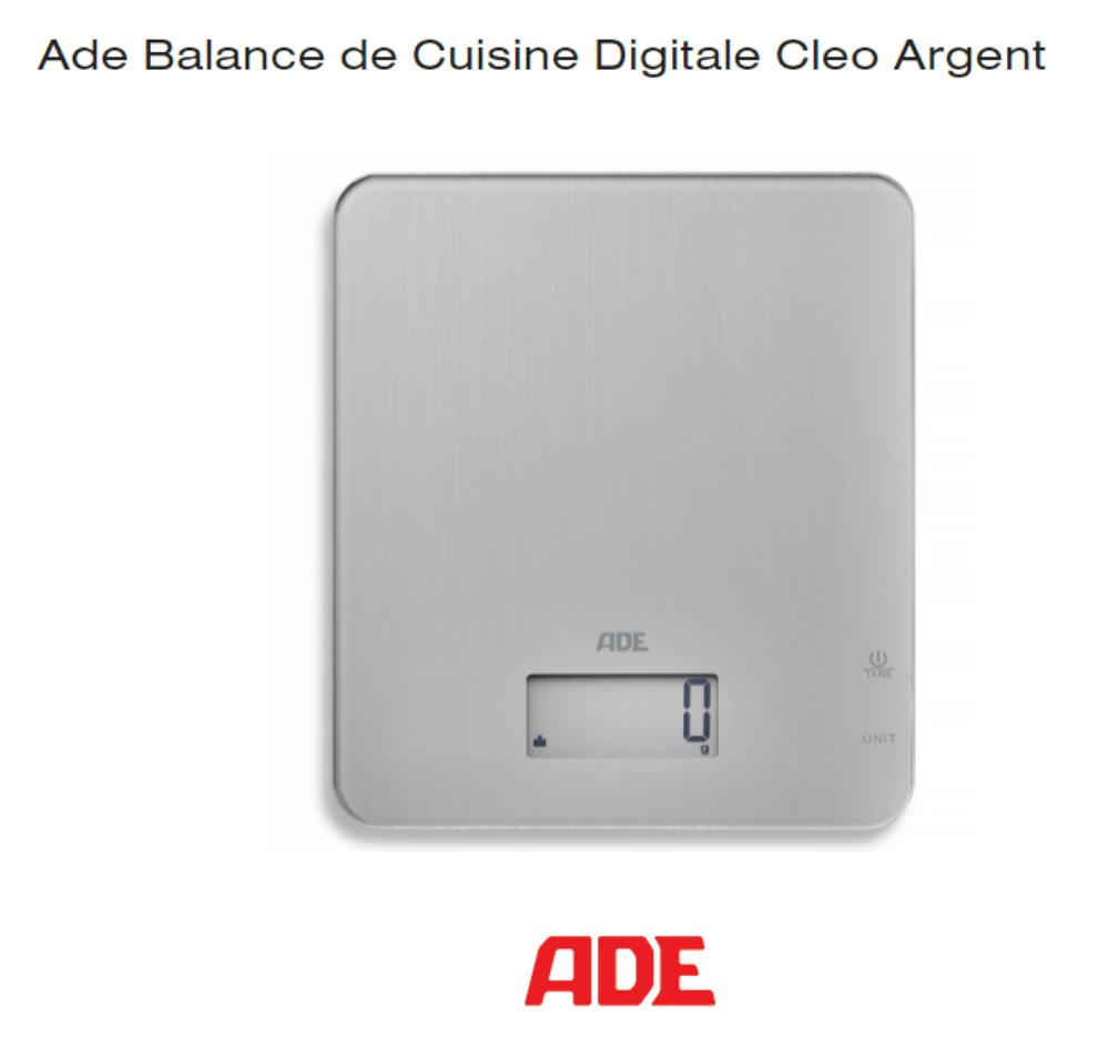 ADE WEEGSCHAAL 5KG-1GR CLEO GRIJS KE1714 HUISHOUDELIJK RECUPEL + BEBAT INBEGREPEN