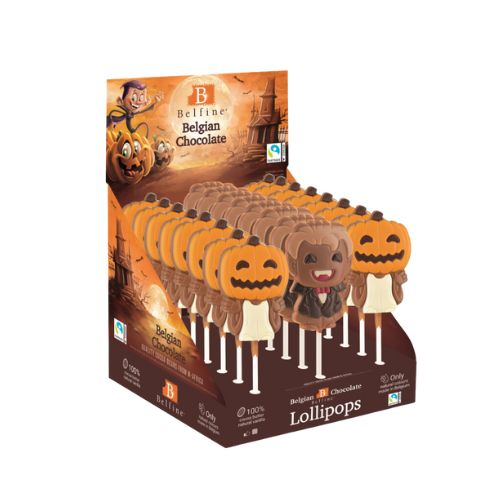 CHOCOLADE LOLLY HALLOWEEN POMPOEN-VAMPIER 16.2CM 24 X25GR