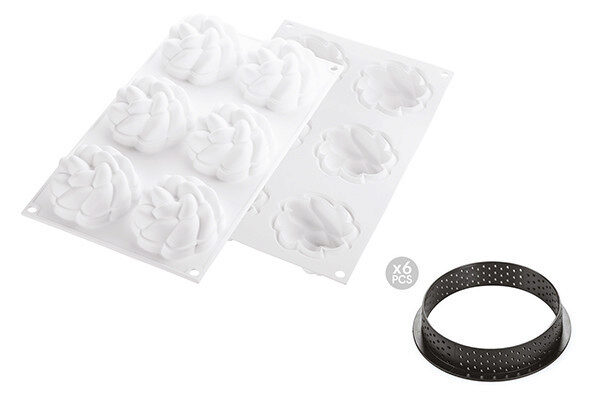 SILIKOMART FLOWER TARTE RING KIT Ø 80MM 6 CIRCLES + 6-CUT MOLD