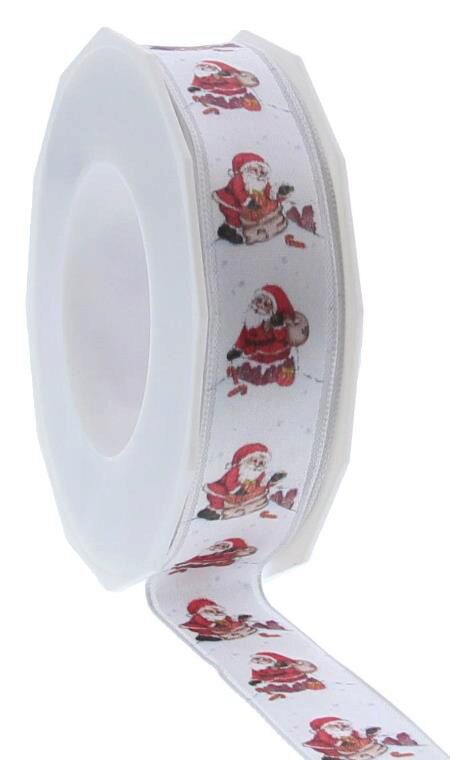 BRASS-PLATED SATIN RIBBON SANTA CLAUS JAKU 25MM X 20M