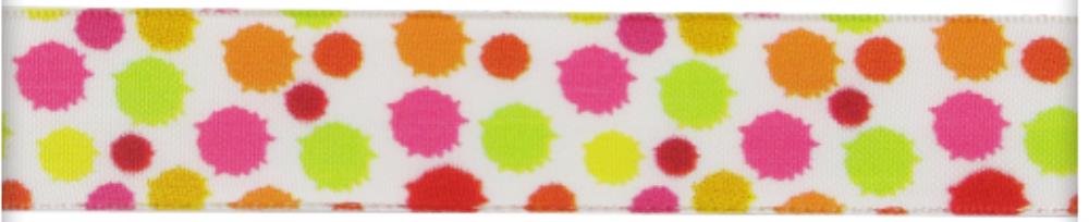 *FF*RUBAN IMPRIMÉ LAITONNÉ CONFETTIS MULTICOLOR OR/ROU/JA/VE/ROS 25MM X 20M 