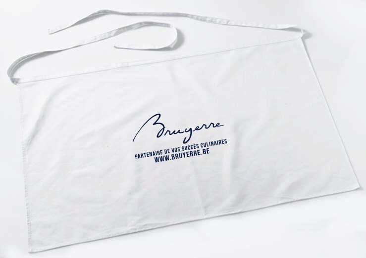 WHITE APRON 100X55CM "BRUYERRE" LOGO