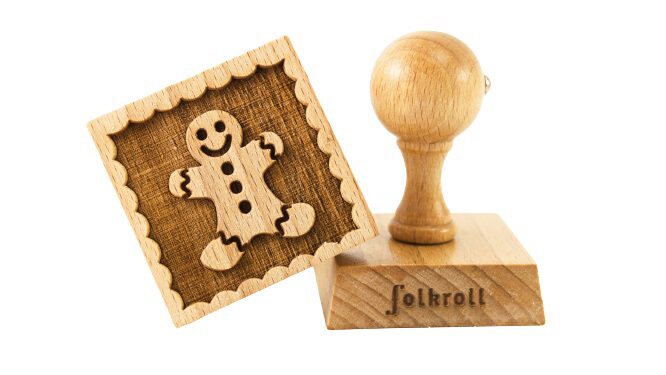 *FDS*FOLKROLL TAMPON CARRE BISCUIT "GINGERBREAD MAN"
