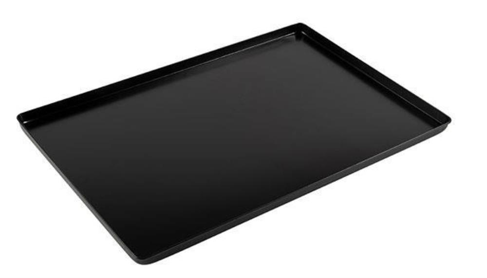 ZWARTE ALUMINIUM SCHAAL 60X40XH1CM GEPLOOIDE RAND 90°