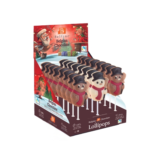 FROSTY SNEEUWMAN LOLLY ASSORTIMENT MELK EN GEKLEURD WIT 24X25GR