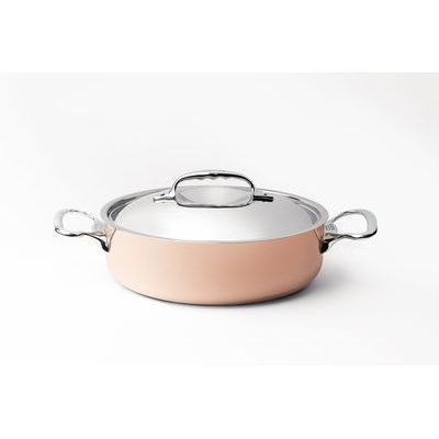 DE BUYER SAUTE PAN WITH HANDLES 24CM COPPER STAINLESS STEEL INDUCTION