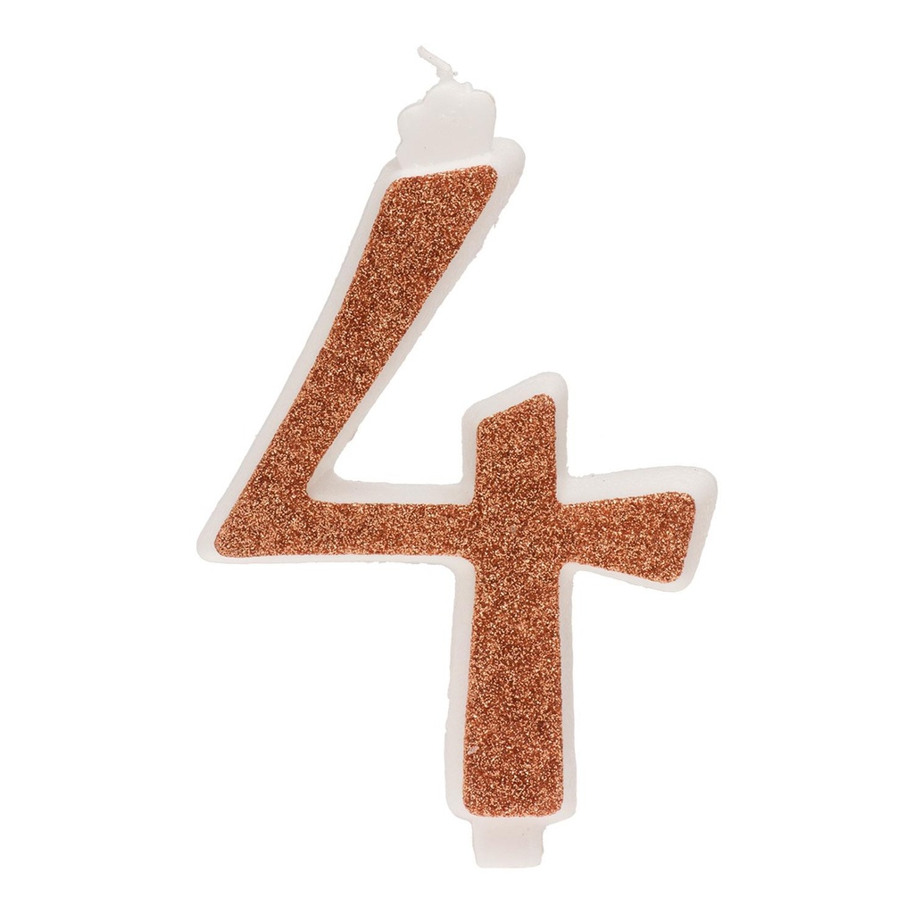 *FF*BOUGIE CHIFFRE N°4 PAILLETTES OR 13CM