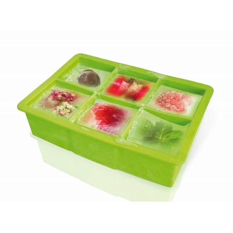 VIN BOUQUET SCHAAL 6 IJSBLOKJES 5X5CM GROENE SILICONEN