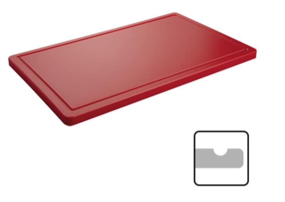 CATERCHEF POLY BORD GN1/1 ROOD 53X32.5X2CM MET GROEF