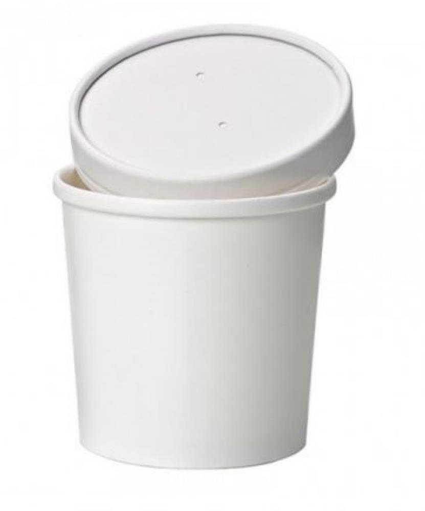 POT A SOUPE/GLACE BLANC + COUVERCLE 470ML 25 PCES