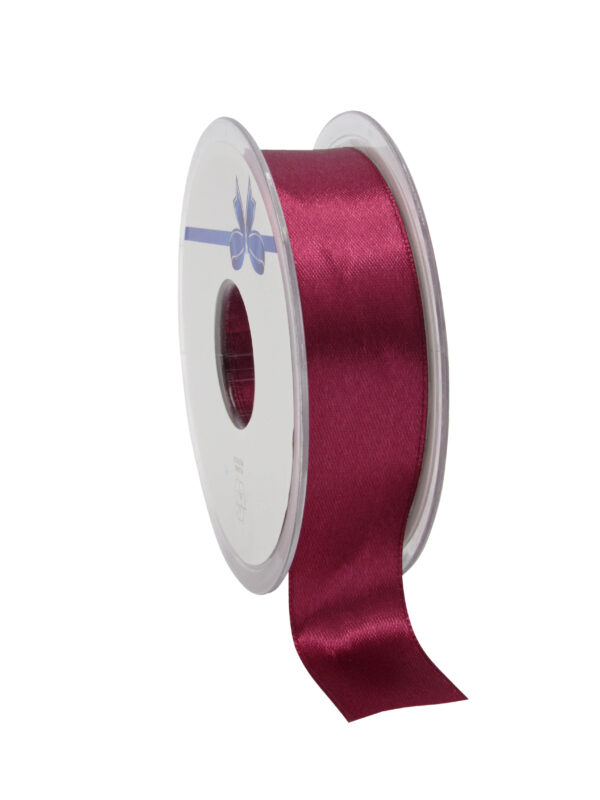RUBAN DOUBLE FACE SATIN BORDEAUX 25MM X 25M