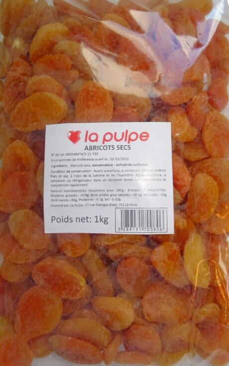 ABRICOTS SECS ENTIER LA PULPE 1 KG