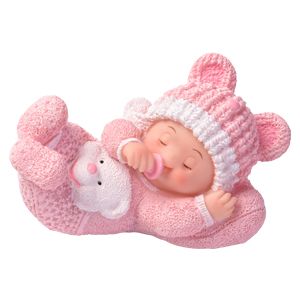 SLAPENDE BABYMEISJE/ROZE FIGUUR 8CM