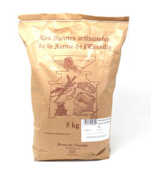 BLOEM WIT VAN BIOLOGISCHE TARWE 5KG FERME DE L ESCAILLE = ZAK ***OP/BEST***