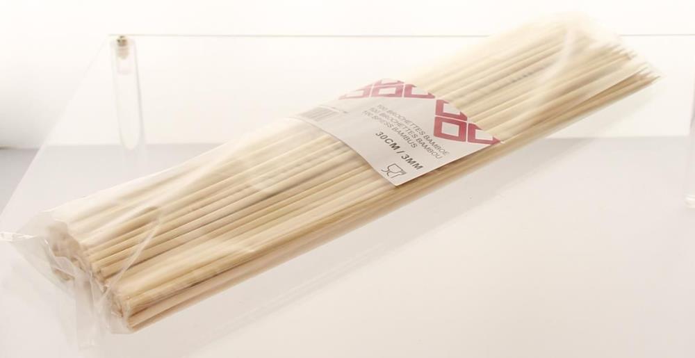 BAMBOO SKEWERS STICKS 30CM / 3MM - PACK OF 100