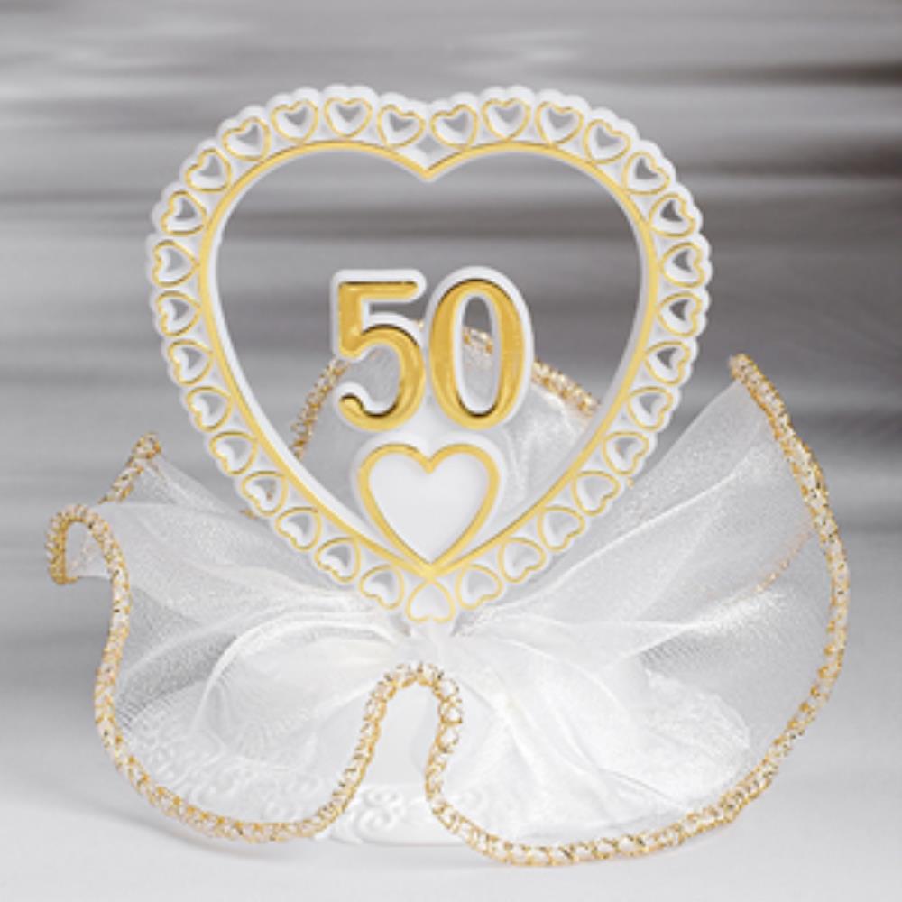 29014  JUBILE 50ANS COULEUR  DANS UN COEUR SUR SOCLE