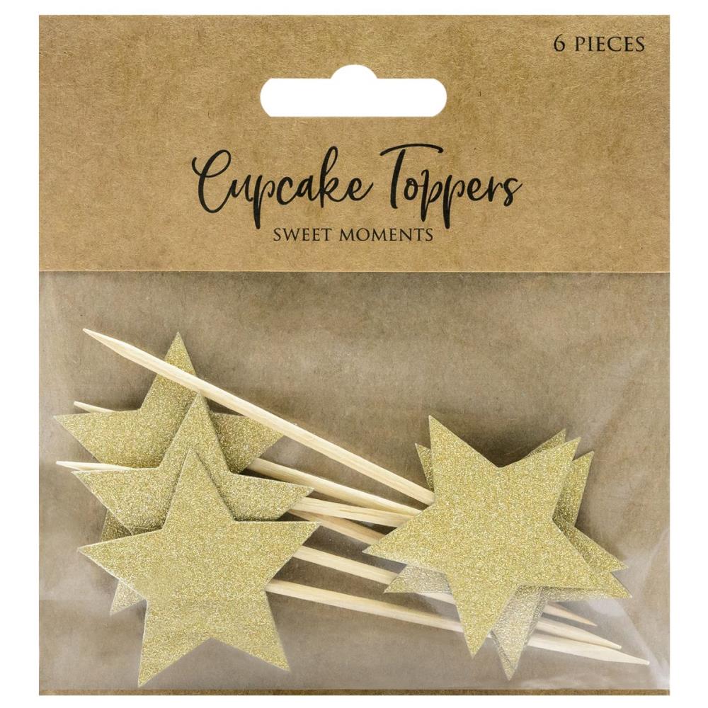 CAKE TOPPER GOLD STAR HT 11.5CM 6 PCES