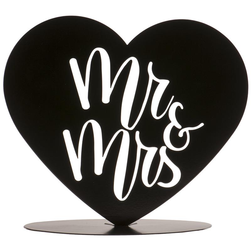 *FF*COEUR METAL NOIR MR& MRS 14.5CM