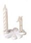 CHIFFRES + SOCLE PLASTIQUE N°1 BLANC ET OR + BOUGIE PAQUET DE 10 PCES