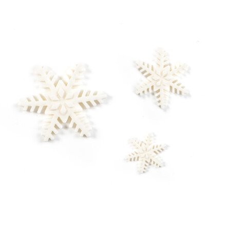 1012530 WHITE SUGAR SNOWFLAKE Ø 25-40-55MM 89 PIECES ***S/CD***