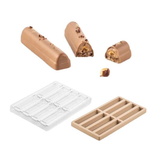 SILIKOMART TRITAN CH016 PRALINE MOLD VOLTA BAR KIT 12X2.5XH1CM + ICHB02 SILICONE MOLD
