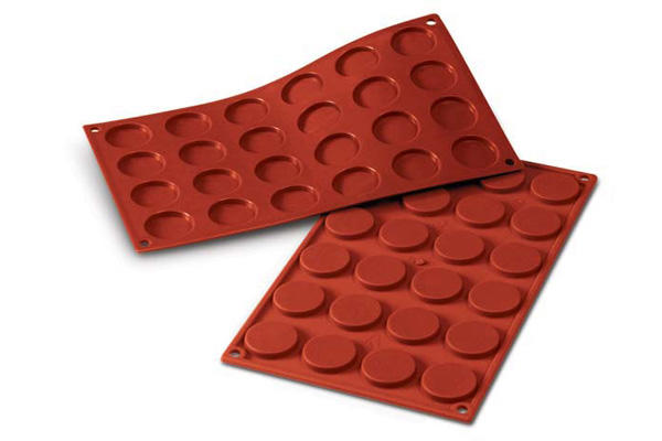 SILIKOMART VORM ANTI-AANBAKPLAAT  SF030 1/3-50°24 KLEINE (MUNTEN) FLORENTINES DIAM 35MM H 5MM 5ML