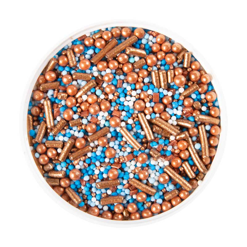 1061214 BLUE/BRONZE SUGAR DECORATION MIX 500G