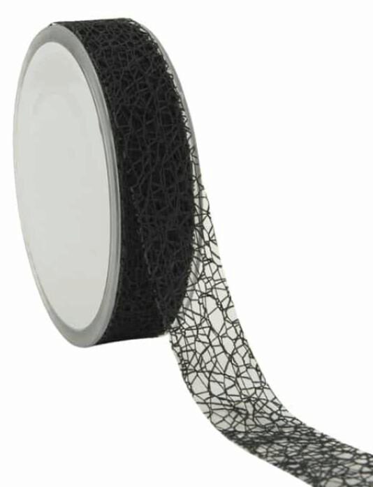 RUBAN TREILLIS NOIR  25MM  20M 