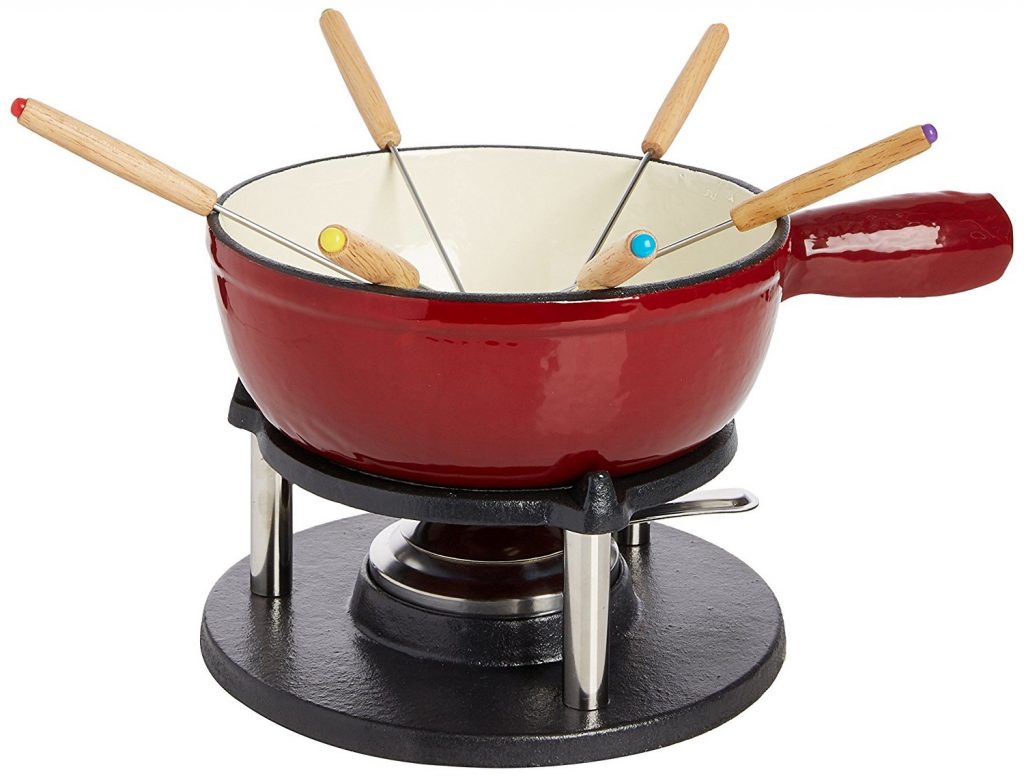 BAUMALU SAVOYARD FONDUE ROOD GIETIJZER 21XH8CM CAQUELON MET HANDVAT - 4 TOT 6 STUKS