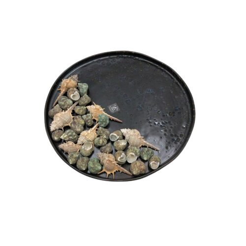 LE COQ PHOBOS ZWART BLAUWE STIPPEN BORD 31XH2.5 CM RECHTE RANDEN STEENGOED - LPHO019NB005310