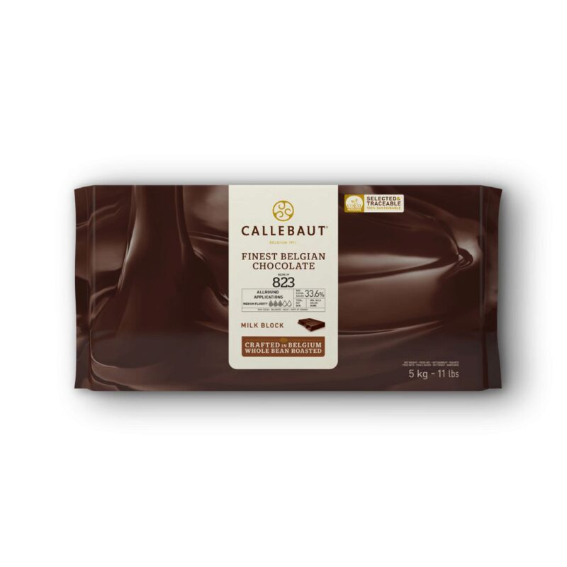 CALLEBAUT 823NV-120 MELKCHOCOLADE BLOK 34%  VERPAKT KARTON VAN 5X5KG = KG