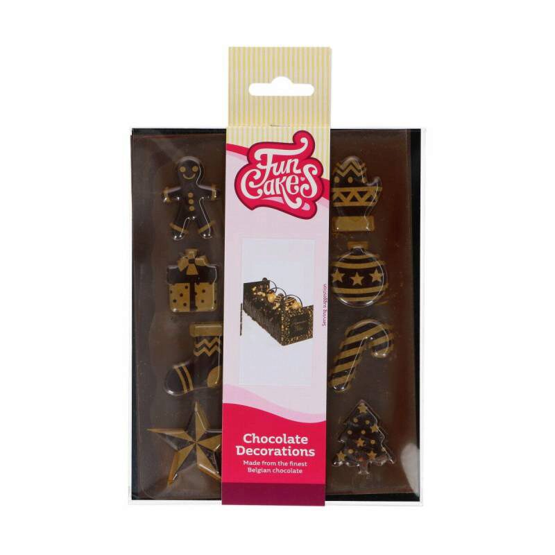 FUNCAKES DECORS DE NOEL EN CHOCOLAT OR 12PCS