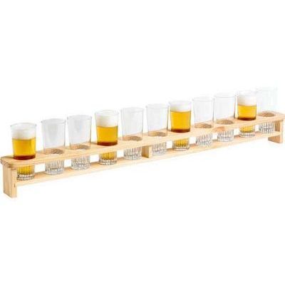 C&T METER OF 11 BEER GLASSES 22CL IN VARNISHED PINE