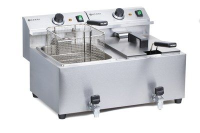 HENDI MASTERCOOK STAINLESS STEEL FRYER 18/02X8L 60X51X35CM 2X3500W WITH/PROFILINE DRAIN TAP