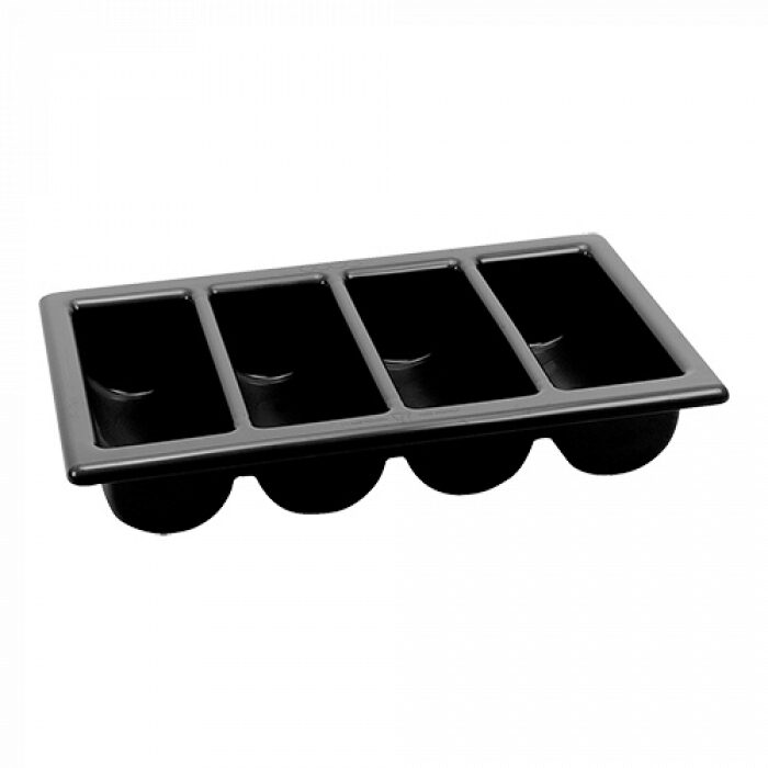 CASIER COUVERTS 4 COMPARTIMENTS NOIR PLASTIQUE