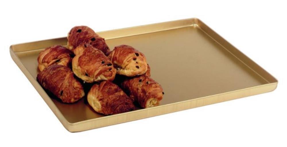 GOLD MATT ALUMINUM TRAY 60X40XH1CM 90° PLEATED EDGE