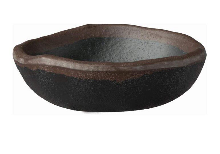 APS MARONE RONDE MELAMINE SALADEKOM 8.5XH2.5CM ZWART BRUINE RAND