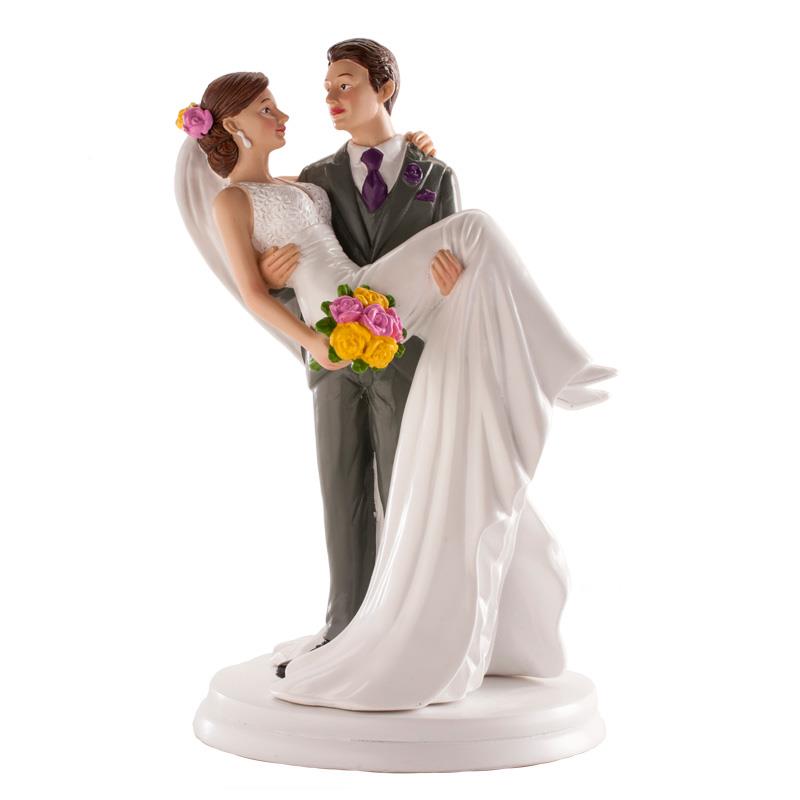 FIGURINE COUPLE MARIES "NANCY& THOMAS DANS LES  BRAS  20CM
