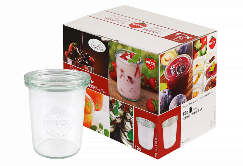 WECK BOCAUX DROITS "MINI" Ø 60MM A/COUVERCLE 160ML-12P COUVERCLE VERRE -160