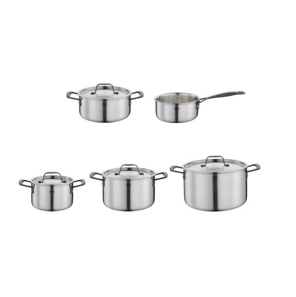 SPRING GOURMET ZWART SET VAN 5 STUKS MEDIUM-HOOG 16-20-24 LAAG 20 + PAN 16 CM - ZWARTE HANDGREPEN