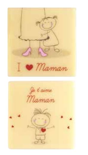 PCB Carrés WC Je t'aime maman 2 designs 3,5 cm 240pces ***s/cd***