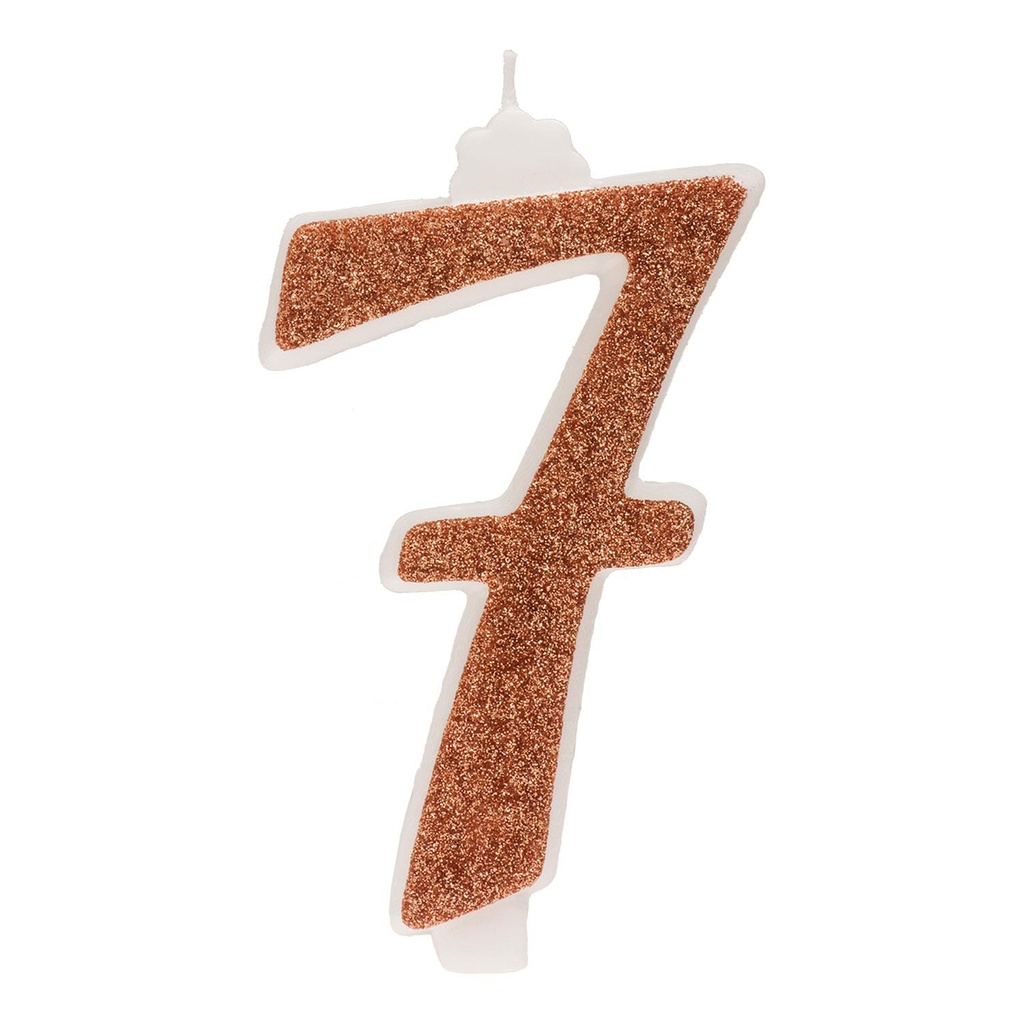 NUMBER CANDLE NO. 7 GOLD GLITTER 13CM