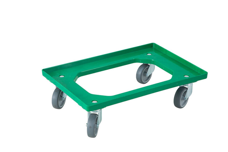 DOLLY TROLLEY 60X40 GREEN RUBBER WHEELS EURONORM