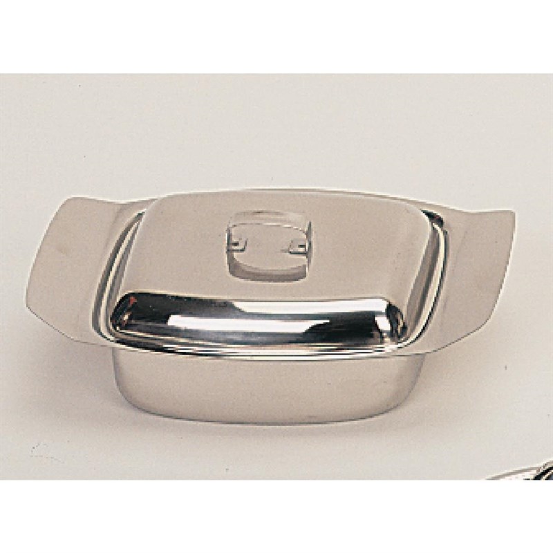 STAINLESS STEEL BUTTER DISH WITH LID 11.5X18.5CM