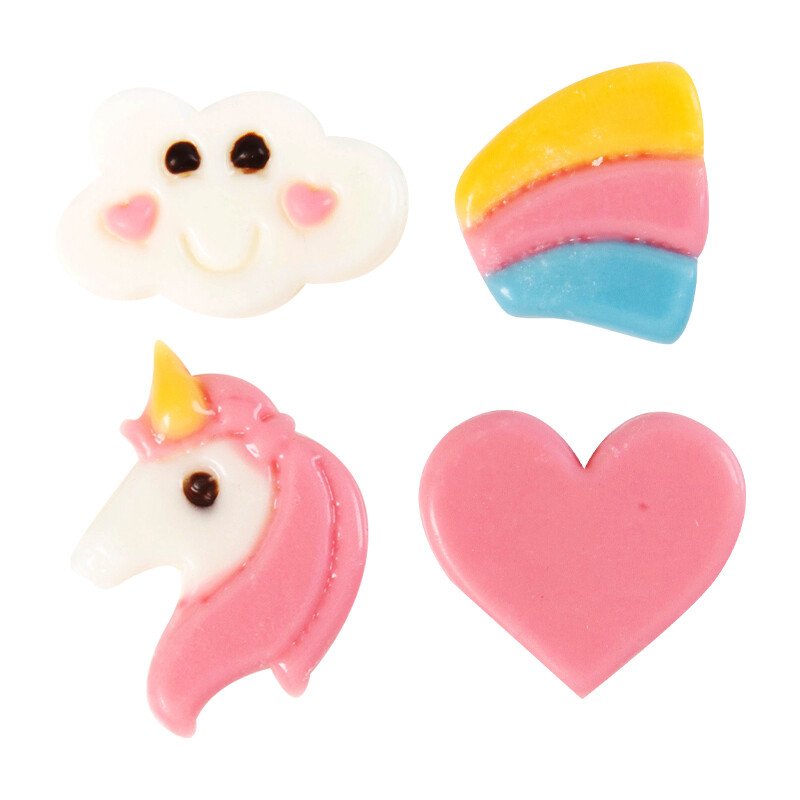 1024038 LICORNE, ARC-EN-CIEL, COEUR ET NUAGE 3,5X2,5CM 140PCS ***S/CDE***